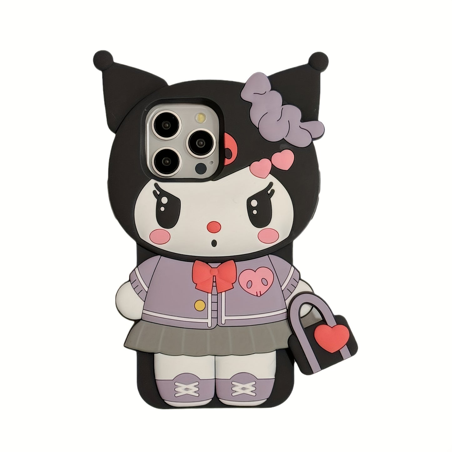 Licensed Cartoon Handbag for Kuromi Compatible with Iphone 16 Pro Max/15/14/13/12/11 Phone Cases, Apple 14 Pro Drop-Resistant Phone Protective Case.