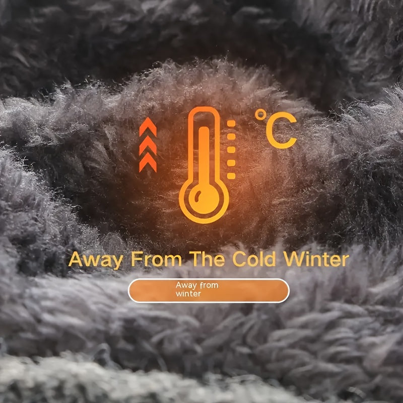 1pc Men's Thick Fleece-Lined Knit Beanie