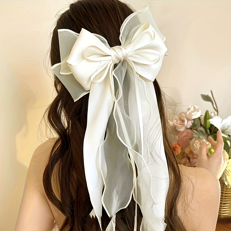 Romantic Elegant Lace Bow Hair Clip | Multi-Layered, Valentine's Day Accessory, Ribbon Back Combs for Long Hair