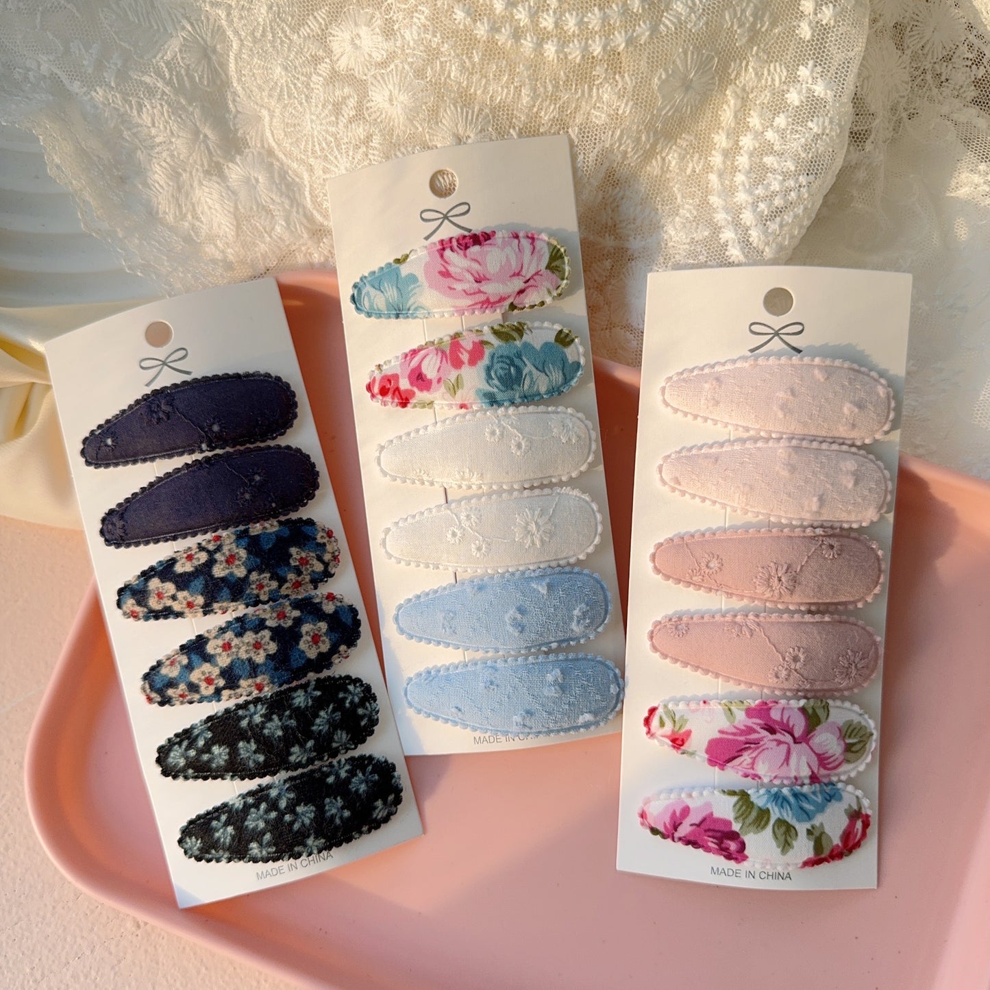 6pcs/set Print Hair Clips Plaid Hairpins Hairgripe Hair Accessories