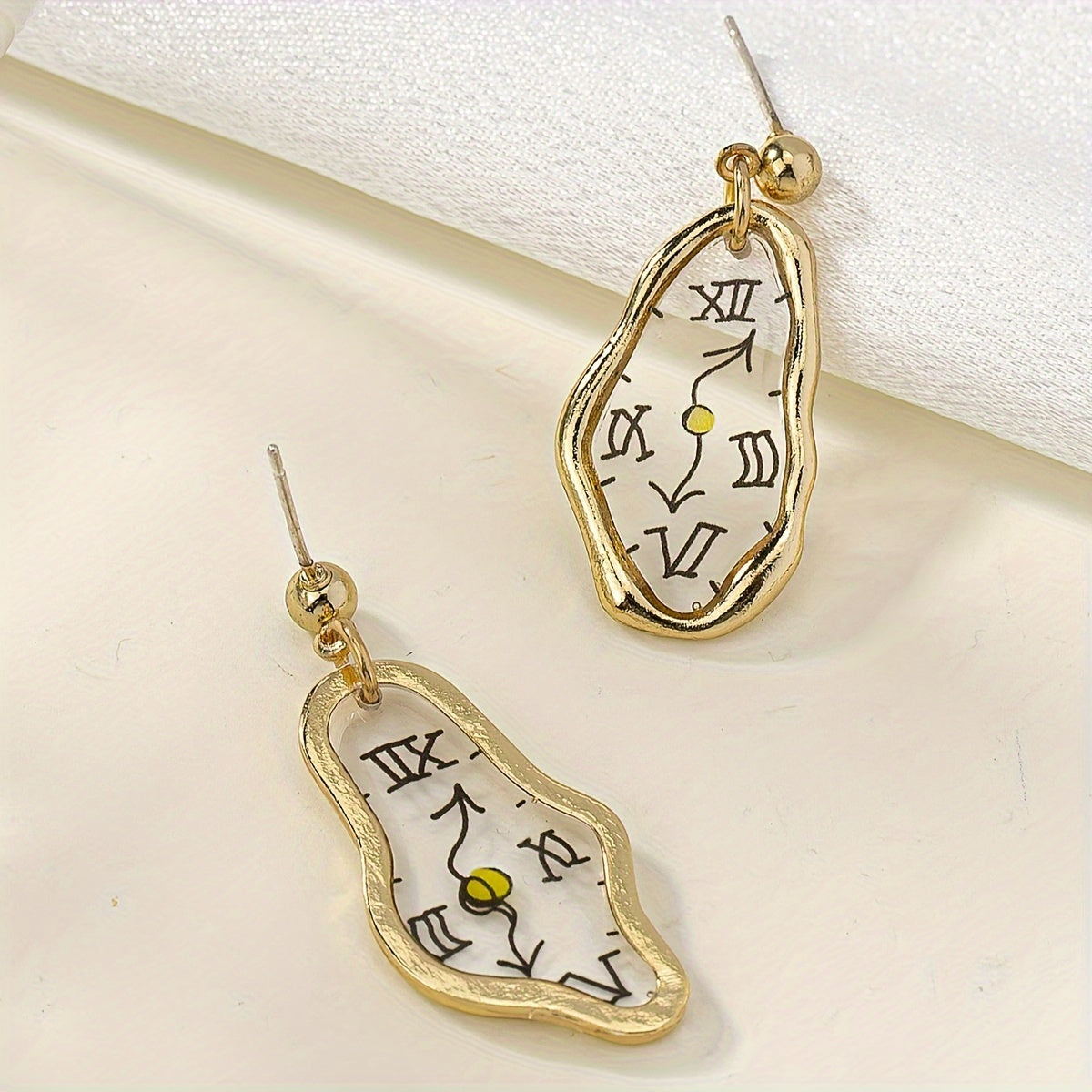 A Pair of Minimalist And Stylish Elegant Watch Design Handmade Earrings Stud Dt203