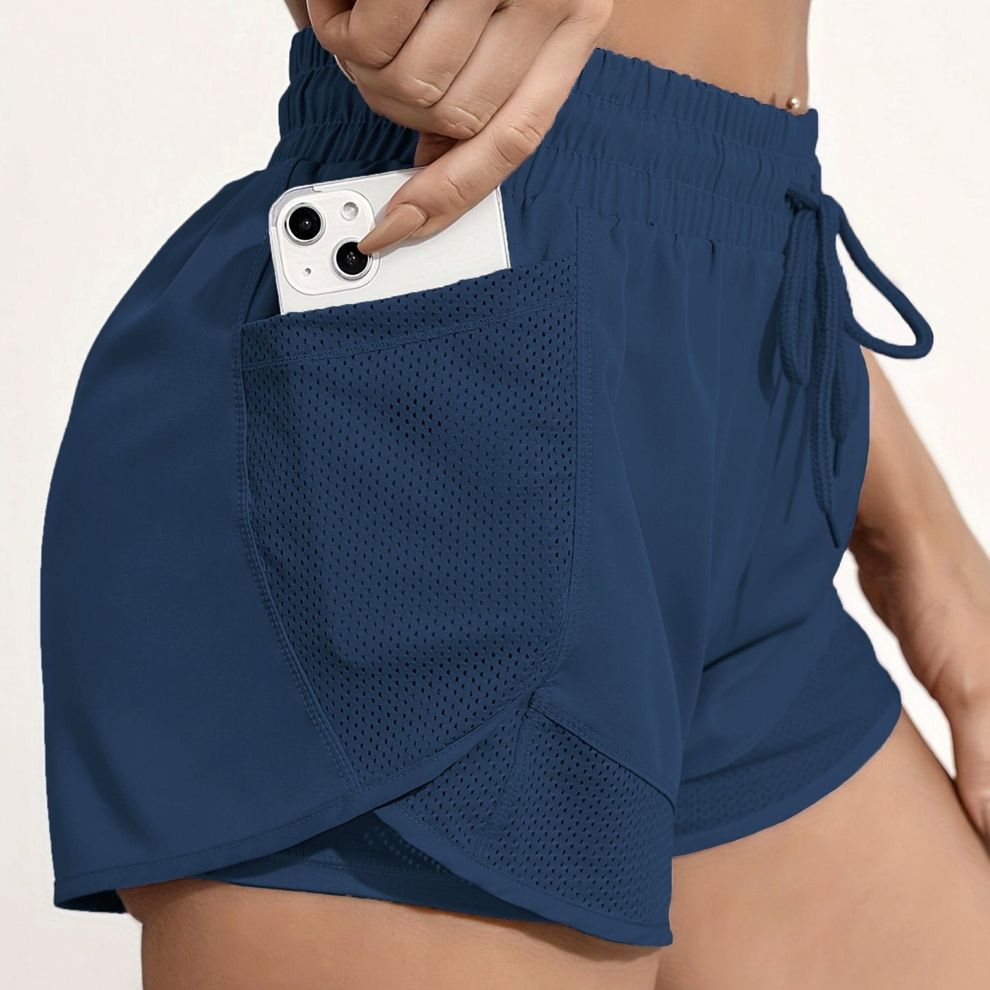 2-in-1 Quick-Drying Women's Yoga Shorts With Mesh Pockets For Casual Fitness And Gym Workouts