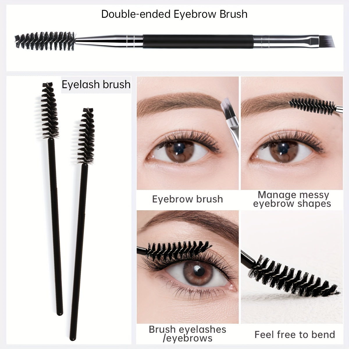 8/9/12pcs Stainless Steel Eyebrow Grooming Kit, Portable Black Set for Women and Men, Includes Eyebrow Brush, Razors, Comb, Scissors, Folding Razor, Trimmer, Tweezers with Comb, Lash Separator, No Electricity Needed