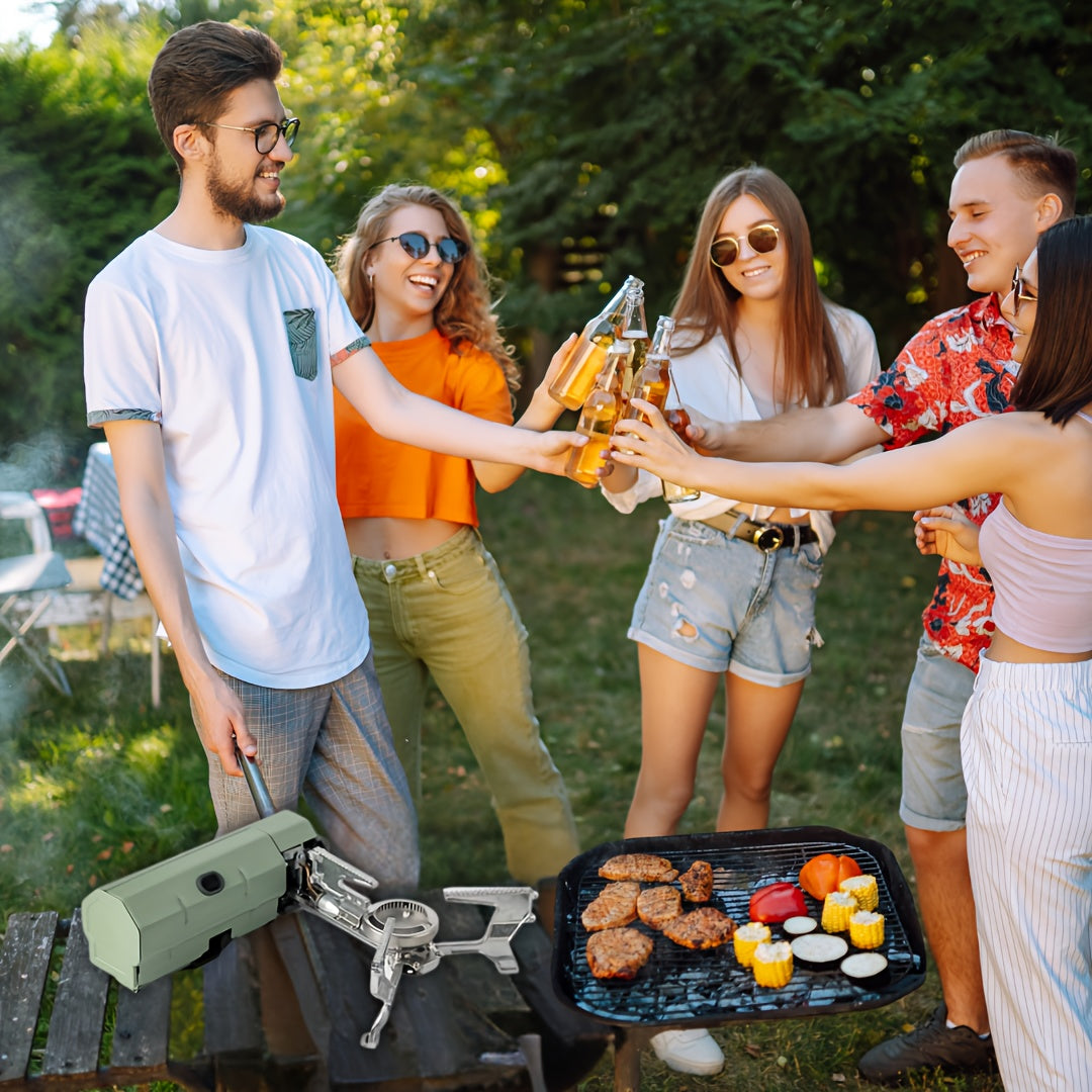 1pc WEST TUNE Portable Folding Camping Stove - Compact Outdoor Cooking Grill, Stainless Steel, Polished Finish, Ideal for BBQ, Fishing & Mountaineering, All-Season Use, Camping Cookware|Polished Finish|Stainless Steel Grate