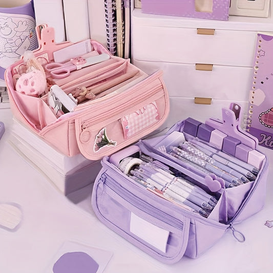 1/2pcs Large Creative Multi functional Pencil Box | New Desktop Organizing and Storage Stationery Box for Boys and Girls Office and Learning Portable Pencil Bag Learning Gift