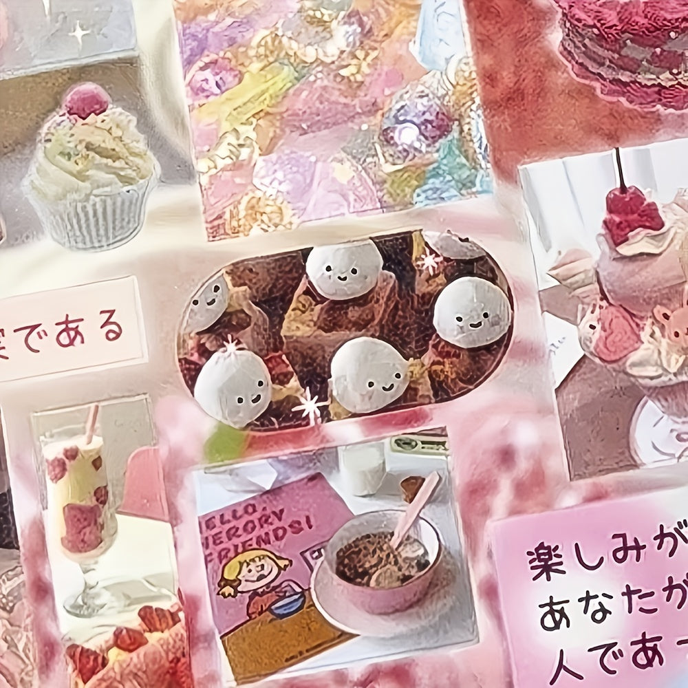 [Korean Retro] Sticker Book | 30 Sheets/Book | Japanese Food Series Korean Retro Cute Dessert Drink Pattern | Suitable for Handbook Landscaping Collage Material DIY Storage Box Cup Album Diary Decoration