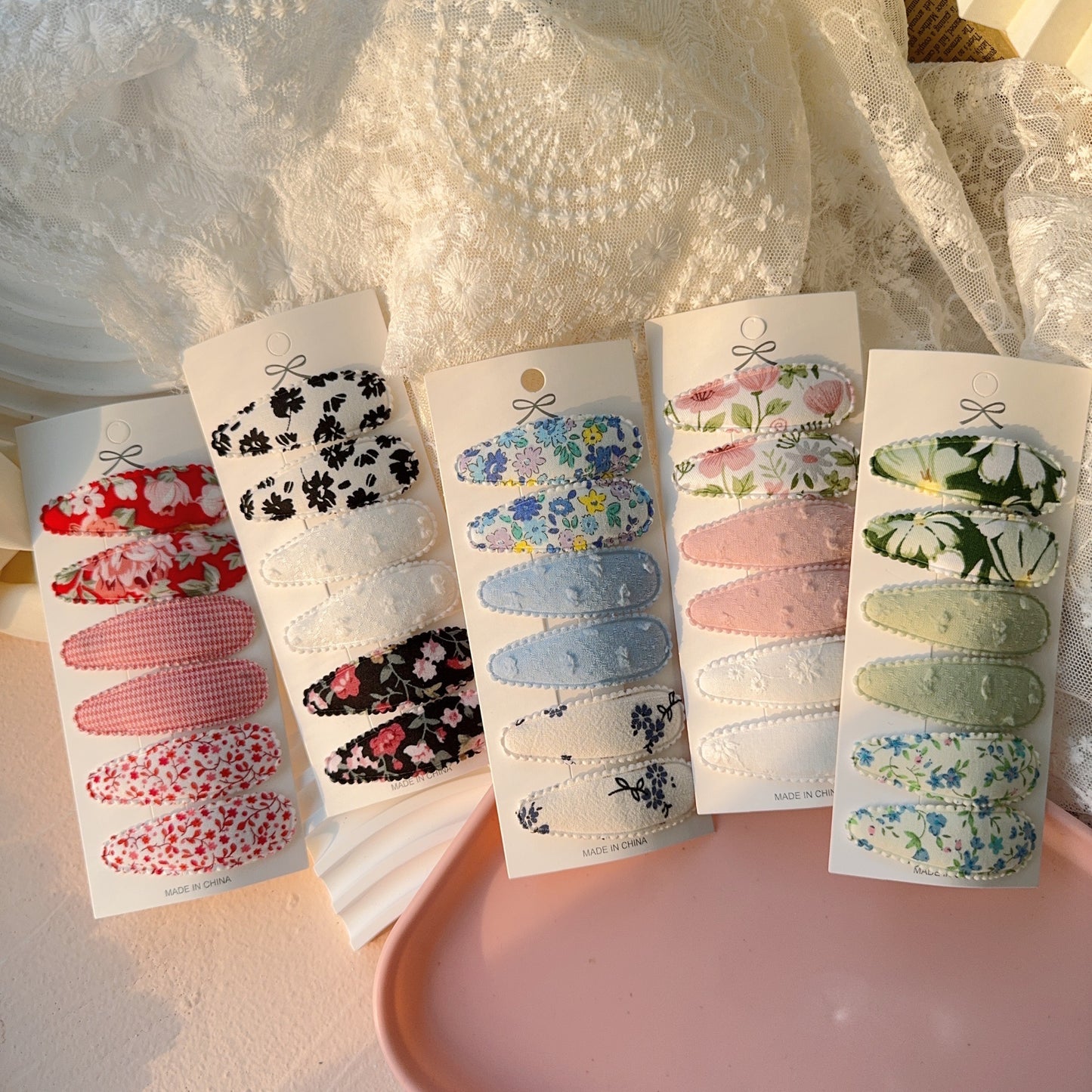 6pcs/set Print Hair Clips Plaid Hairpins Hairgripe Hair Accessories