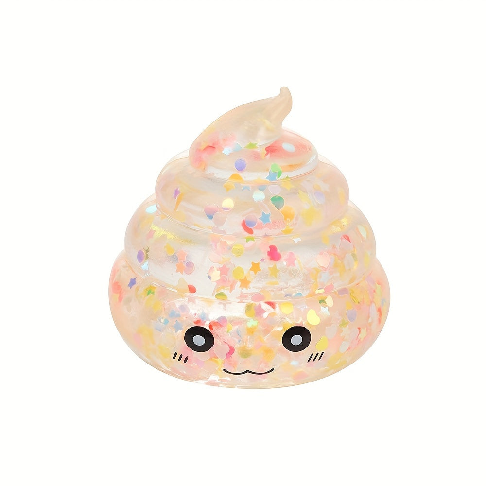 3pcs/set parody prank feces cute maltose pinch music Golden powder glitter feces pinch music squeeze toy (random color)