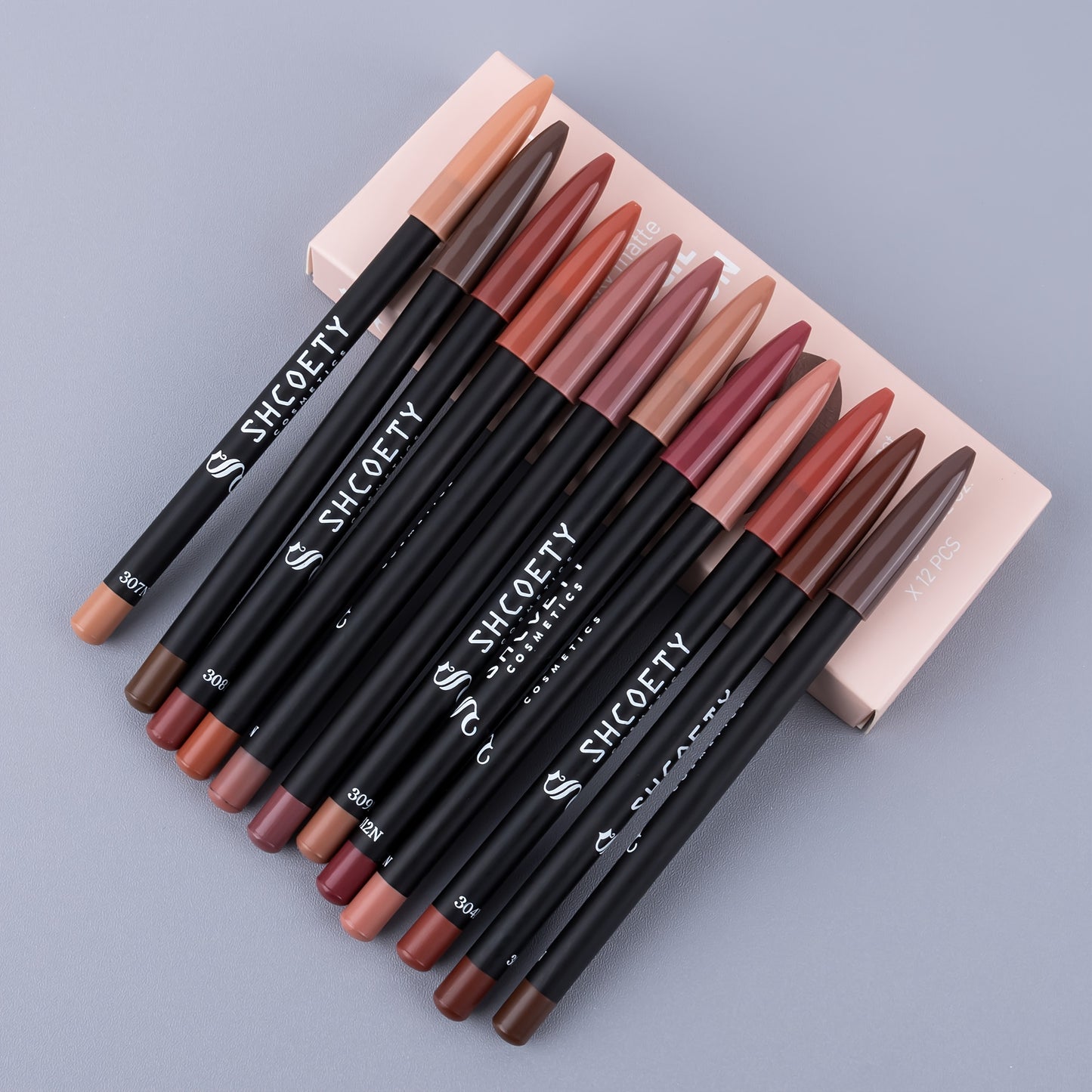 12 Colors Matte Lipstick Lip Liner Pen Set Nude Color Long-Lasting