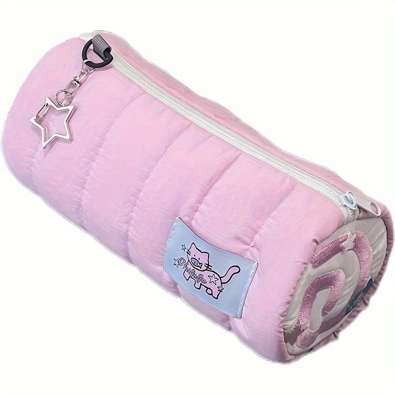 Pink Cat Pencil Case - Fluffy, Cute, High-Quality Fish Board Design, Large Capacity for Pens