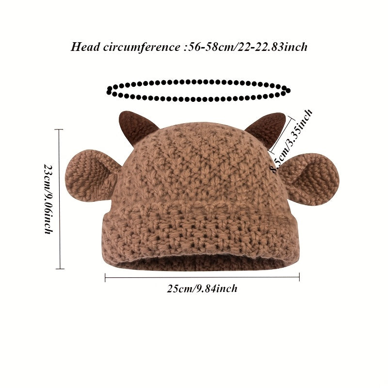 Hand- Cow Ear Beanie Hat for Women & Men