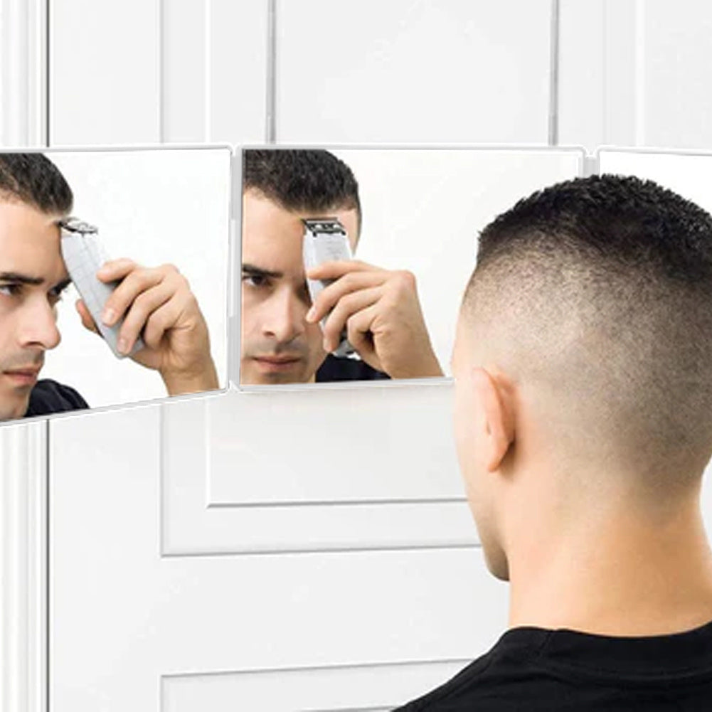 Rotating Three Way Mirror Hair Clipper, 3-way Rotating Folding Makeup Mirror,