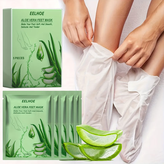 5pcs Hydrating & Moisturizing Exfoliating Foot Mask with Aloe Vera.