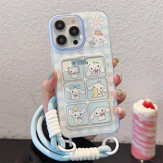 Authorized Sanrio, a Cute Phone Case with a Strap Featuring for cinnamoroll And Melody, Suitable for Iphone 16, 16 Pro Max, 13, 14, 15, 15 Pro, 15 Pro Max, 16 Pro, XS Max, And XR. It'S a Soft, Transparent, Full-Protection Cas