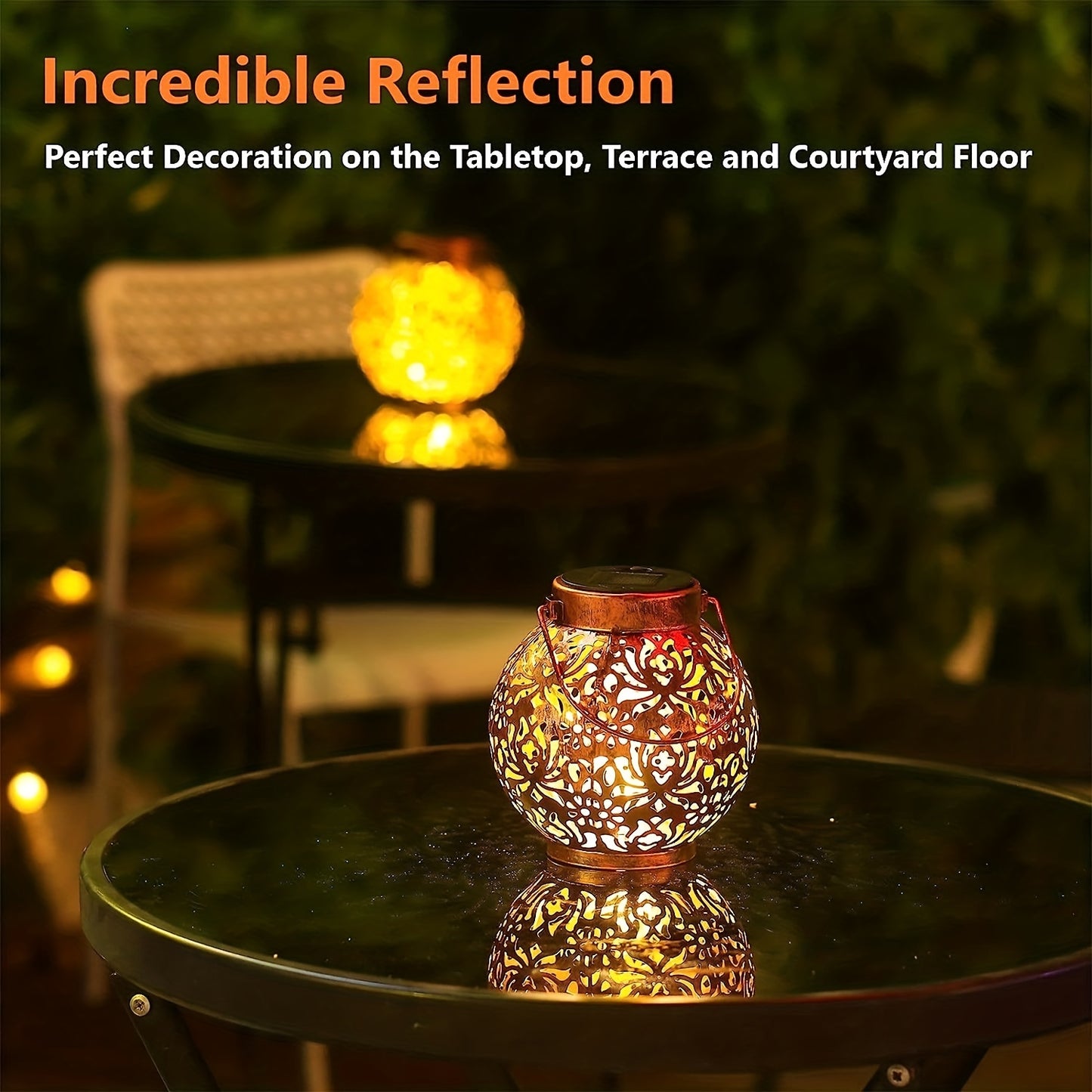 [Solar Powered | LED Lantern] Solar-Powered LED Lantern Light, 1pc | Outdoor Star Projection, Warm White, Painted Finish | 300mAh Nickel Battery, Removable Photovoltaic Module, No Remote Control, for Garden Patio Pathway Deco