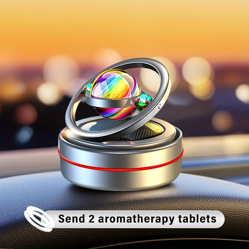 [Solar Power Car Diffuser] Rotating Solar Power Car Fragrance Diffuser, Essential Oil Diffuser, Car Decoration, Interior Accessories | Includes Two Aroma Pads As a Gift