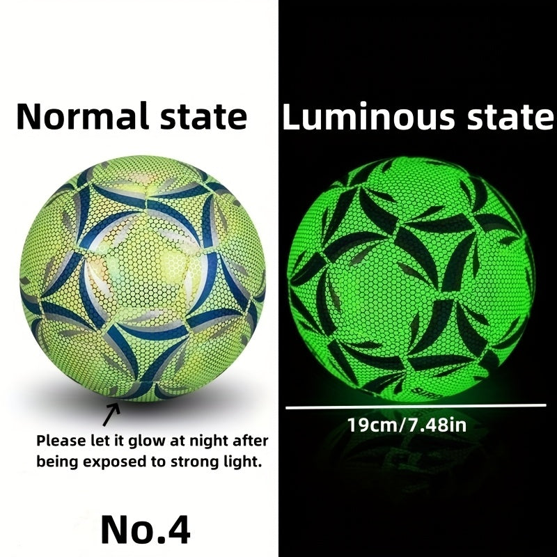 [Fluorescent Soccer Ball] 1pc Shiny Fluorescent Green Soccer Ball Wearable PU Size 5 | Professional Match Ball for Outdoor Training & Home Entertainment, Perfect for Birthday Gifts, Soccer Training Gear