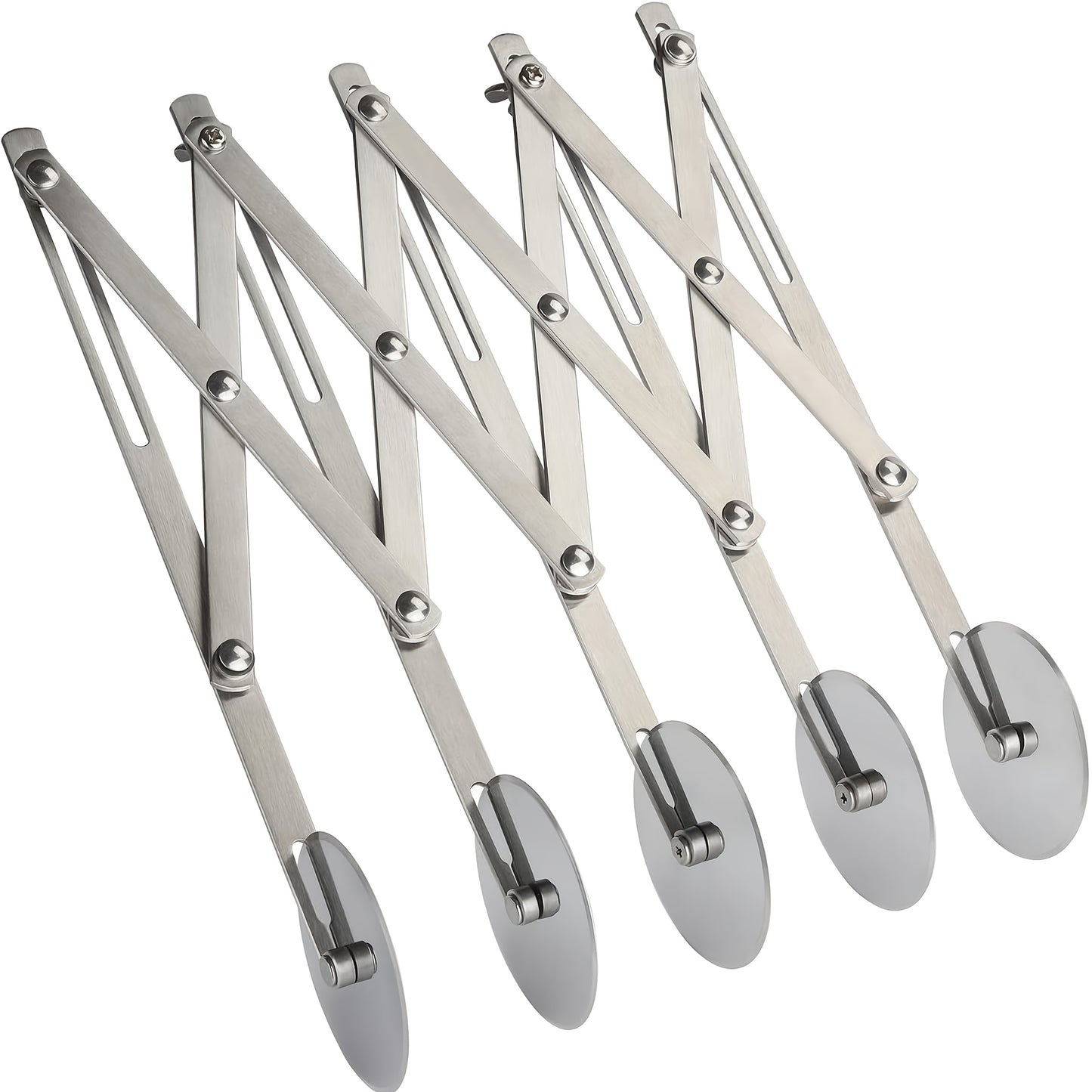 5-Wheel Pastry Knife - Stainless Steel Dough Cutter, Expandable Pasta Roller,