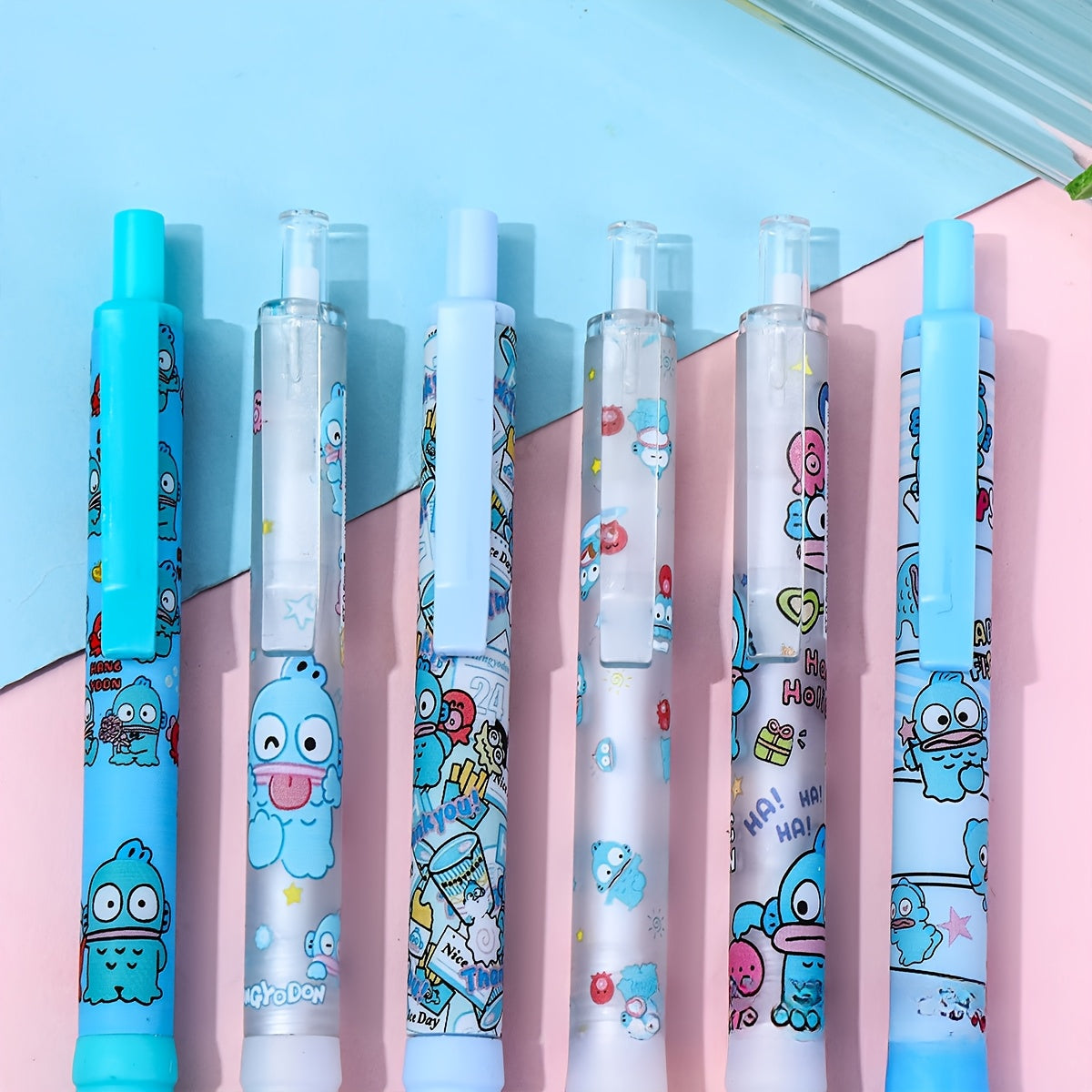 6pcs Sanrio Clownfish Quick-Dry Gel Pens, Fine Point, Black Ink, Smooth Writing for Journaling, Office Supplies, and School Stationery
