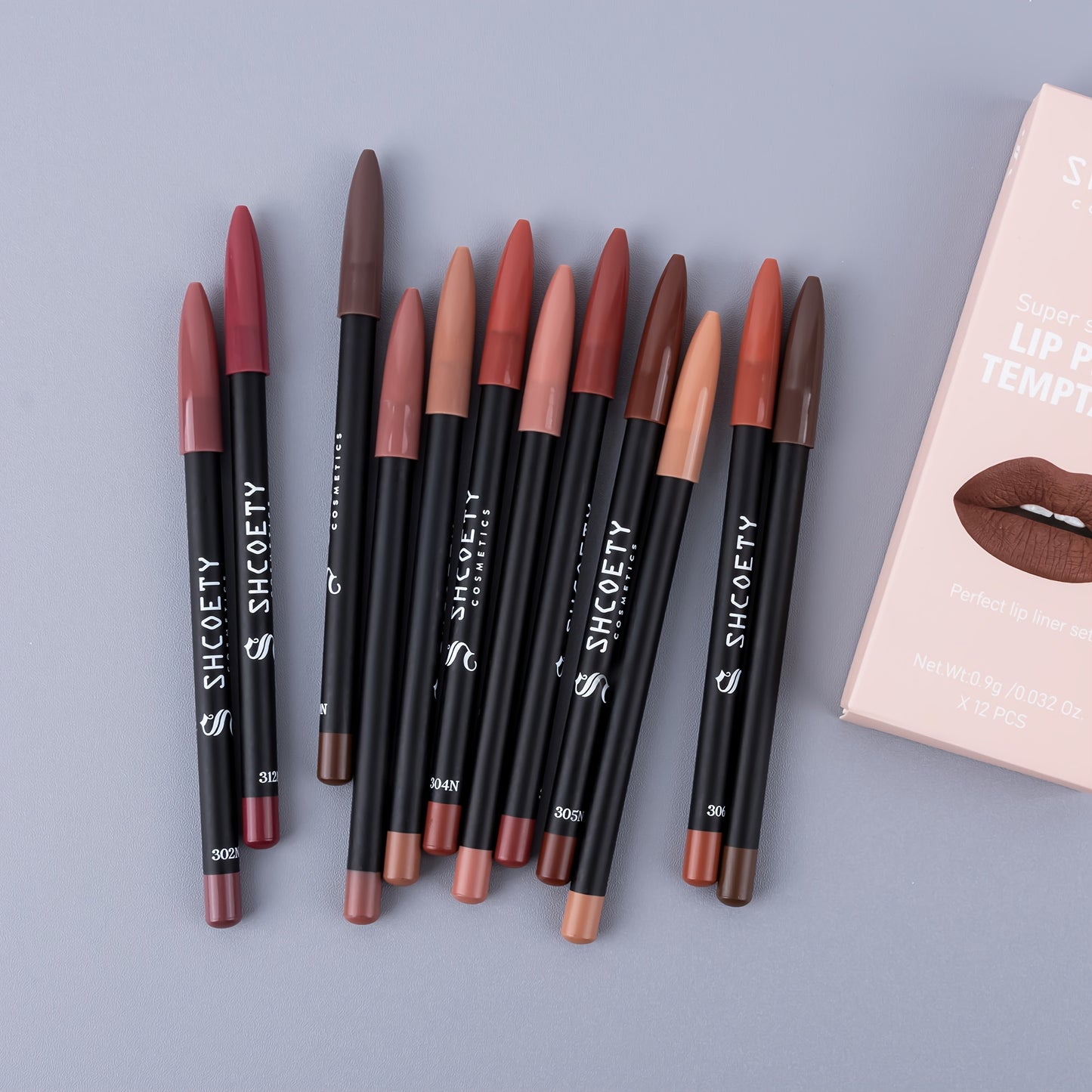 12 Colors Matte Lipstick Lip Liner Pen Set Nude Color Long-Lasting