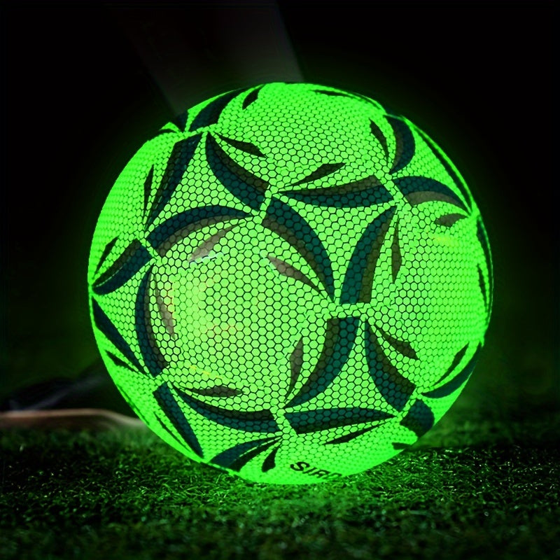 [Fluorescent Soccer Ball] 1pc Shiny Fluorescent Green Soccer Ball Wearable PU Size 5 | Professional Match Ball for Outdoor Training & Home Entertainment, Perfect for Birthday Gifts, Soccer Training Gear