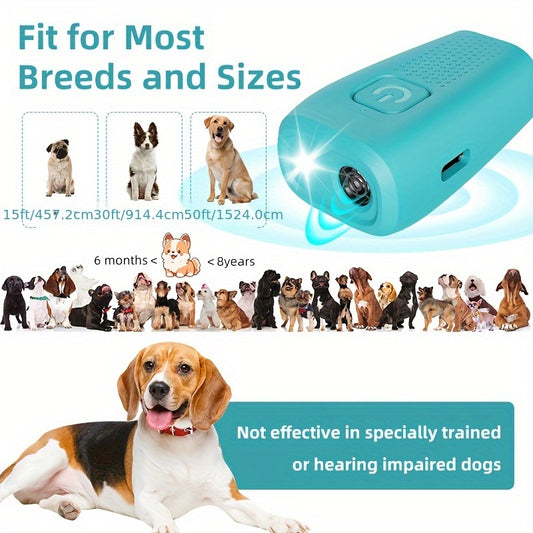 New Anti-Barking Device, Dog Barking Control System, Rechargeable Ultrasonic Dog Barking Deterrent, Suitable for Humans And Dogs, Portable for Indoor And Outdoor Use (Blue)