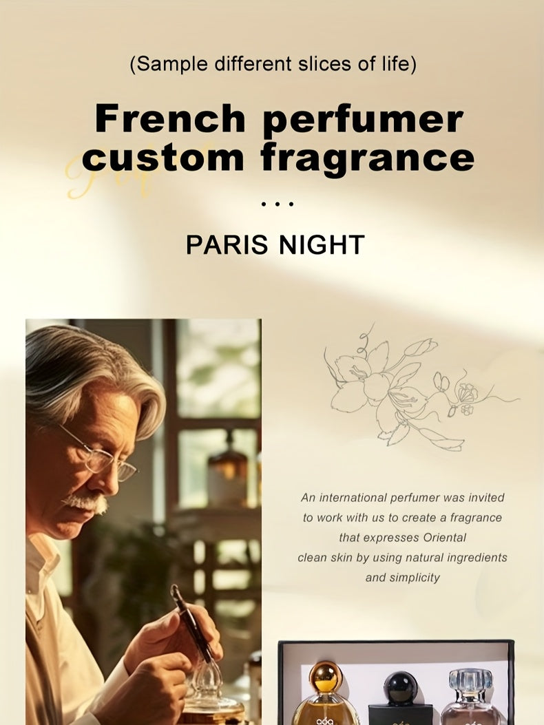 aoq Paris Night Perfume Gift Box 3 Bottle And 1 Bottles Women's Perfume Sexy Vanilla Sweet Body Spray.