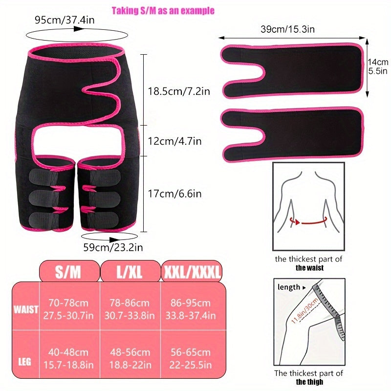 1 SET-4 in 1 High Waist Arm and Thigh Wast Trainer for Women, Open Wear Wrap Workout Belt Sweat Belly Band, Neoprene Workout Sweat Belt, Sweat Band, Waist & Arms Trainer, Sauna, Fitness Exercise, Women & Men