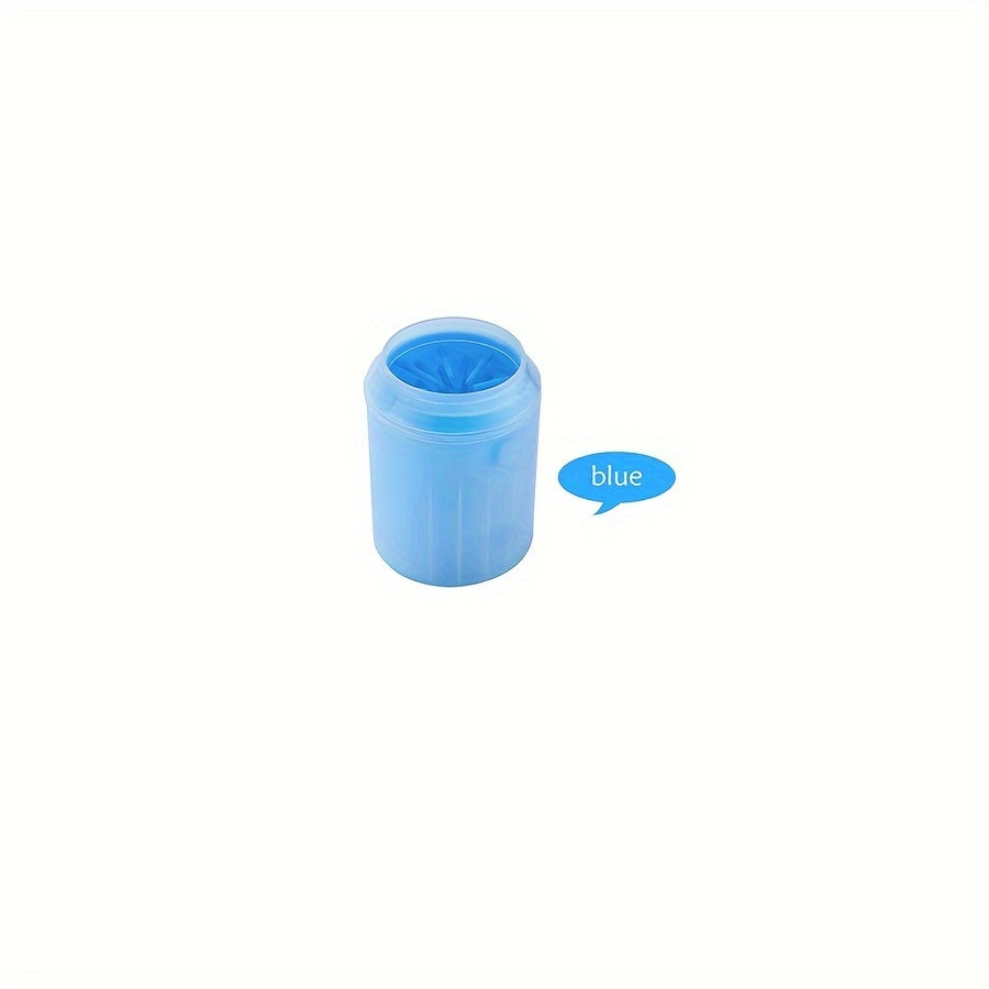 Blue & Yellow Automatic Pet Foot Washing Cup - Soft, Comfortable, and Durable Silicone for Easy Dog and Cat Paw Cleaning.