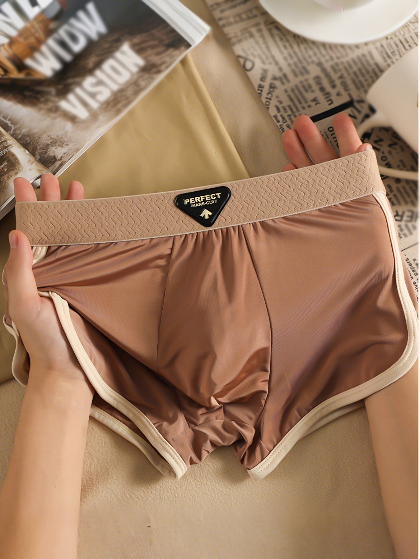 [Luxury Men's Underwear] 4pcs Men's Luxury Underwear. - Non-Transparent Ice Silky Fiber Boxer Briefs .