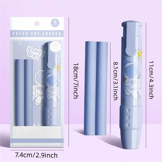 4pcs No Crumbs Retractable Pushable Eraser: Creative Design for Students & Office Use