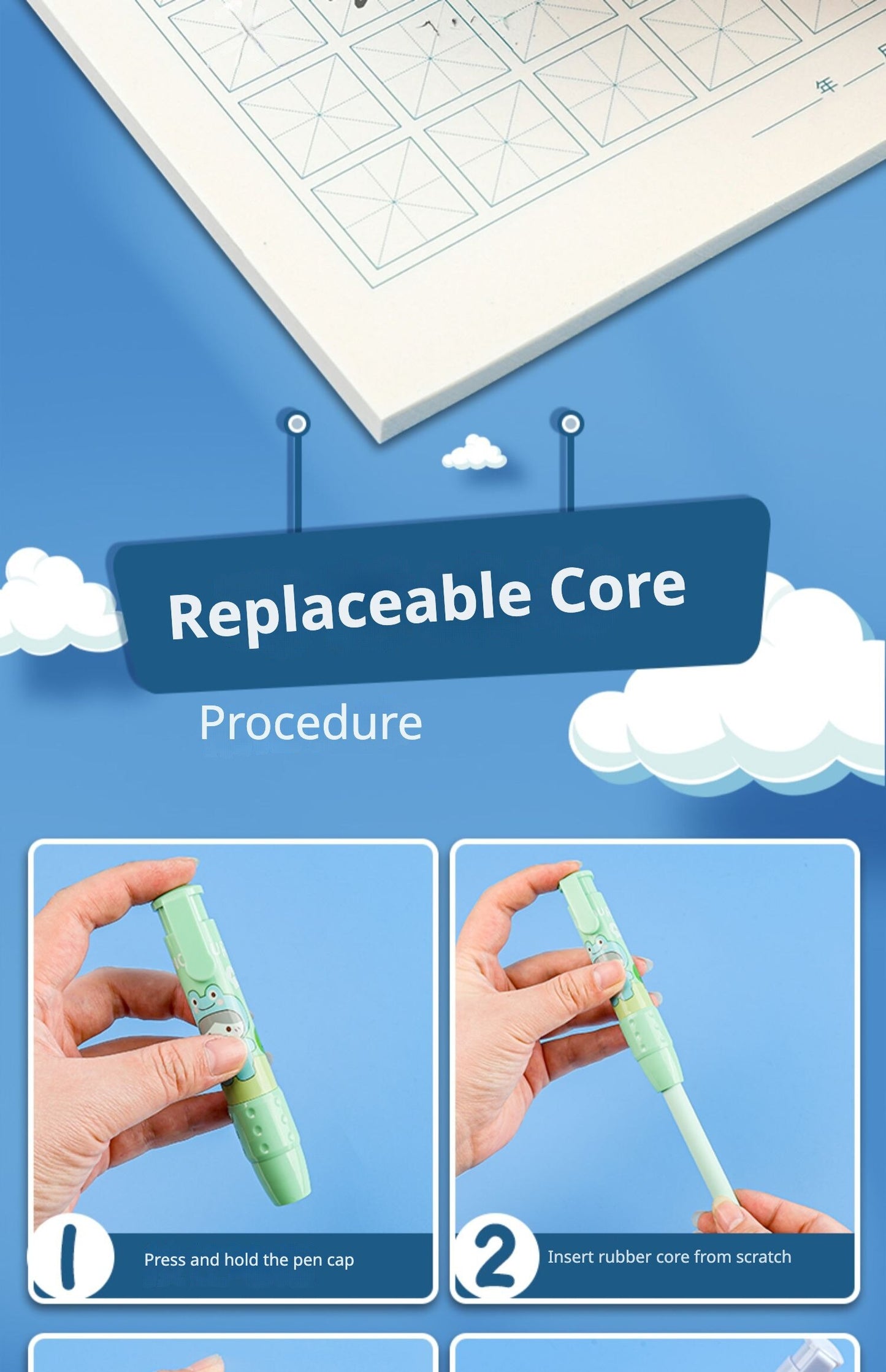 4pcs No Crumbs Retractable Pushable Eraser: Creative Design for Students & Office Use