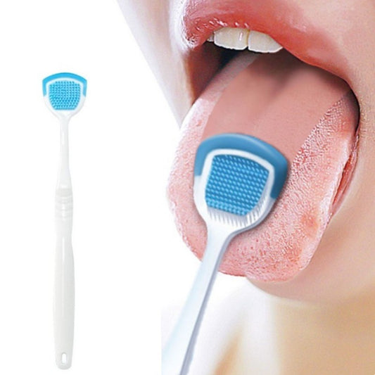 Plastic Tongue Scraper Brush with Silicone Head - Bad Breath Control, Oral Hygiene Cleaner, Color Random (Plastic), Dental Care Tool for Fresh Breat