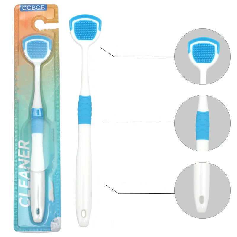 Plastic Tongue Scraper Brush with Silicone Head - Bad Breath Control, Oral Hygiene Cleaner, Color Random (Plastic), Dental Care Tool for Fresh Breat