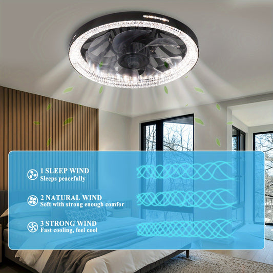 1pc 13" Modern Ceiling Fan With Lights And Remote Control, E26/E27 Base Easy Install Socket Fan Light, 3 Speed Wind Adjustment, 3 Colors 3000-6500k Dimmable Led Light for Bedroom, Kitchen, Living Room, Storage Room, Garage, B