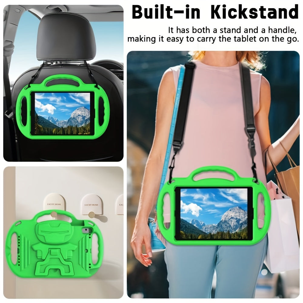 [Shockproof EVA Case] Lightweight and Shockproof EVA Case - with Cartoon Kickstand, Adjustable Strap, Three Anti-Slip Handles for iPad 5th/6th/7th/8th/9th Gen 9.7/10.2 inch, 10th Gen/Air4 10.9 inch and mini 1st/2nd/3rd/4th/5t