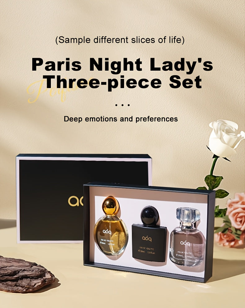 aoq Paris Night Perfume Gift Box 3 Bottle And 1 Bottles Women's Perfume Sexy Vanilla Sweet Body Spray.