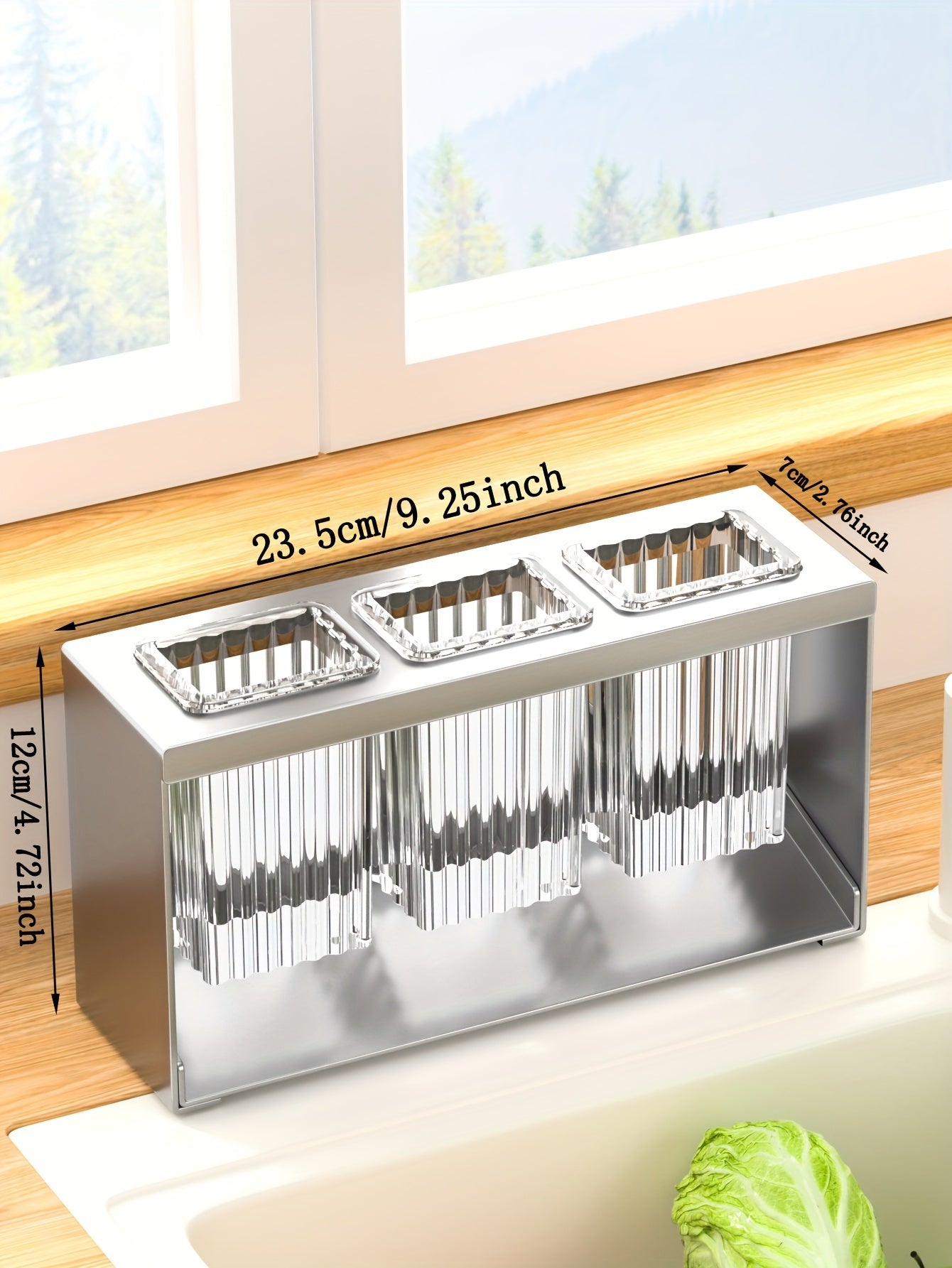 1pc Multifunctional Kitchen Utensil Organizer with Drainboard - Plastic Tableware Storage Holder for Knives, Forks, Spoons, and Chopsticks - Countertop Utensil Rack with Built-in Drainage for Home and Restaurant Use