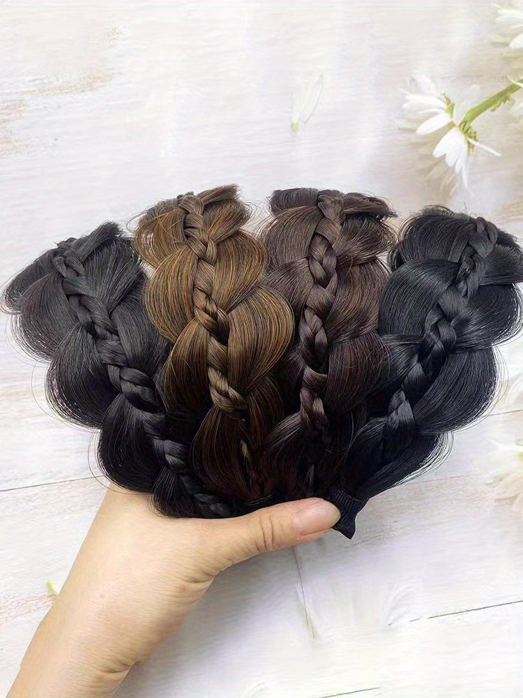 1pc Luxurious Handcrafted Wide Brim Braid Wig Headband - Exquisite, Realistic & Versatile - Ideal for Teens, Outdoor Parties, Cosplay & Gifts - Princess Fairy Style, Enchanting Photography Props