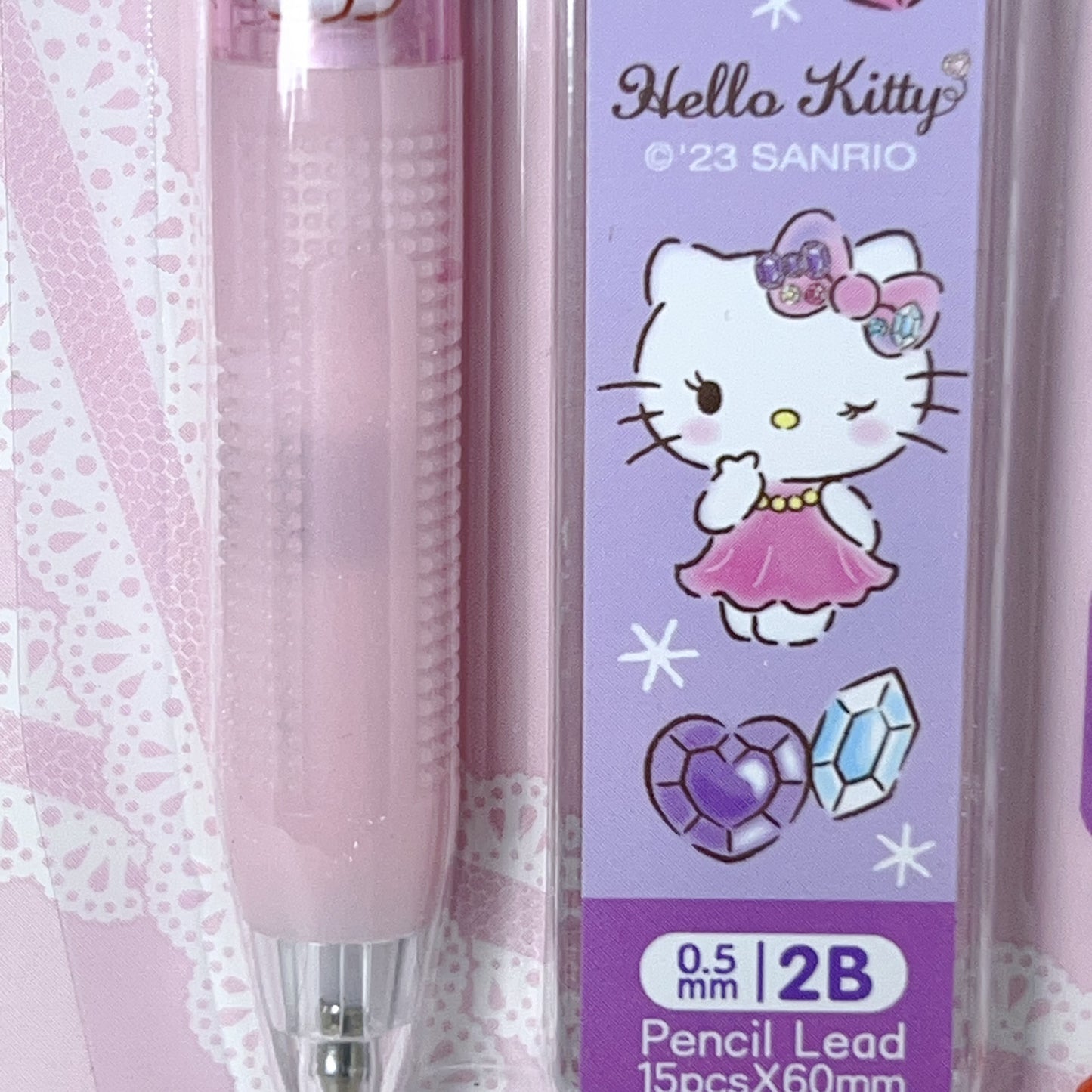 For Hello Kitty Sanrio Character 0.5Mm Automatic Pencil Set with Eraser And Lead, Featuring a Small Magic Dot Automatic Pencil Set.