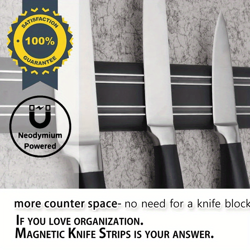 [Magnetic Knife Strip] PUKAMAM 1pc Magnetic Knife Storage Strip | Wall-Mounted No-Drill Space-Saving Holder for 6 Knives, Durable Plastic with Metallic Finish, Secure Grip & Easy Access Kitchen Organizer, Sleek Design