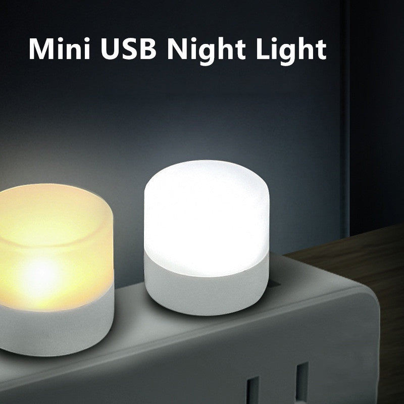10pcs Mini USB LED Night Light - Warm White Eye Protection Reading Lamp - USB Powered, Portable Downlight for Bedroom, Polished Finish, Button On/Off, Prong Bulb Base, Household Use