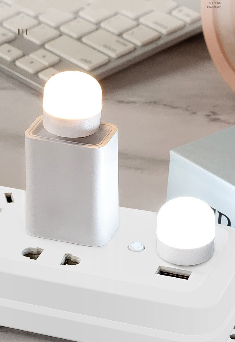 10pcs Mini USB LED Night Light - Warm White Eye Protection Reading Lamp - USB Powered, Portable Downlight for Bedroom, Polished Finish, Button On/Off, Prong Bulb Base, Household Use