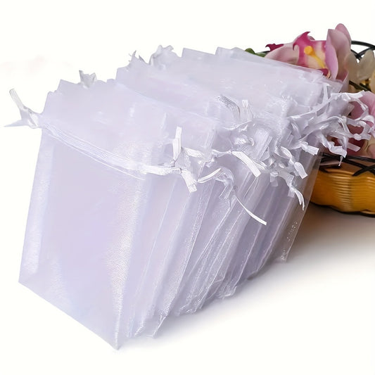 [Premium Organza Bags] Premium 10/30/50pcs 4"×4.7"(10cm×12cm) Organza Gift Bags | Sheer Gift Drawstring Pouch for Jewelry Party Wedding Favors, Small Business Supplies