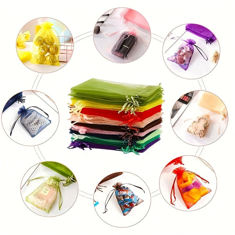 [Premium Organza Bags] Premium 10/30/50pcs 4"×4.7"(10cm×12cm) Organza Gift Bags | Sheer Gift Drawstring Pouch for Jewelry Party Wedding Favors, Small Business Supplies