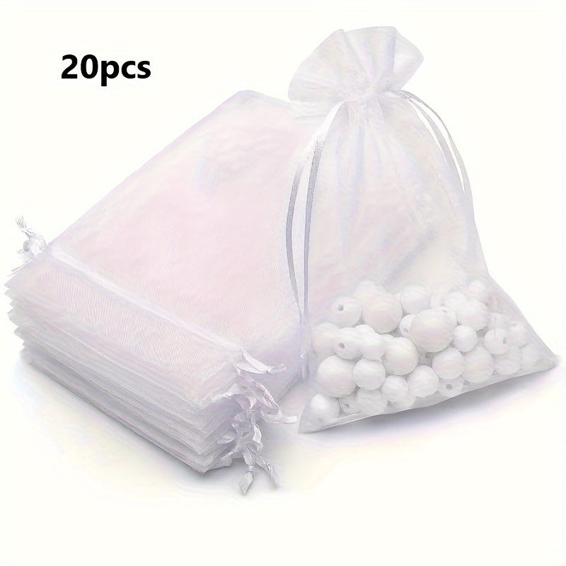 [Premium Organza Bags] Premium 10/30/50pcs 4"×4.7"(10cm×12cm) Organza Gift Bags | Sheer Gift Drawstring Pouch for Jewelry Party Wedding Favors, Small Business Supplies