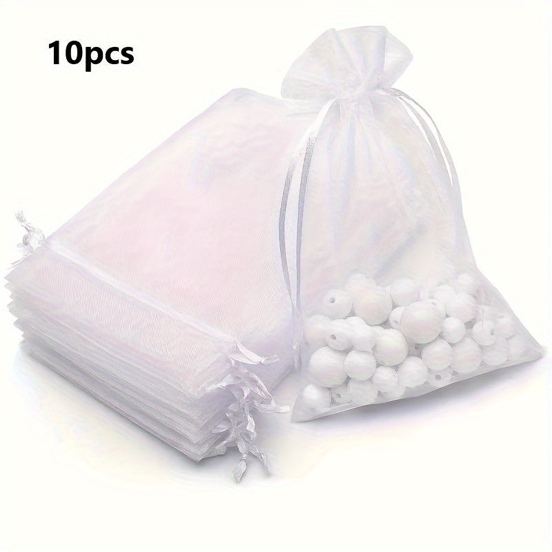[Premium Organza Bags] Premium 10/30/50pcs 4"×4.7"(10cm×12cm) Organza Gift Bags | Sheer Gift Drawstring Pouch for Jewelry Party Wedding Favors, Small Business Supplies