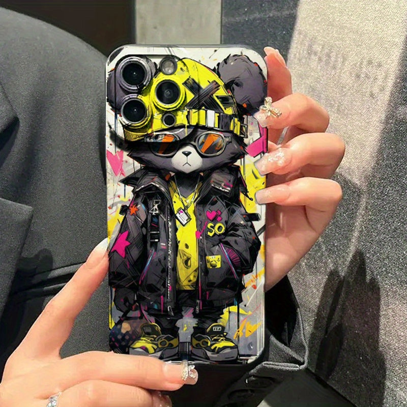 Compatible with iPhone 11/12/13/14/12 Pro Max/11 Pro/14 Pro/15/XS Max/X/XR/7/8/8 Plus Phones - Durable TPU Bear Graphic Protective Case with Shock-Absorbing Design - Unique Gift for Birthday, Girlfriend, Boyfriend