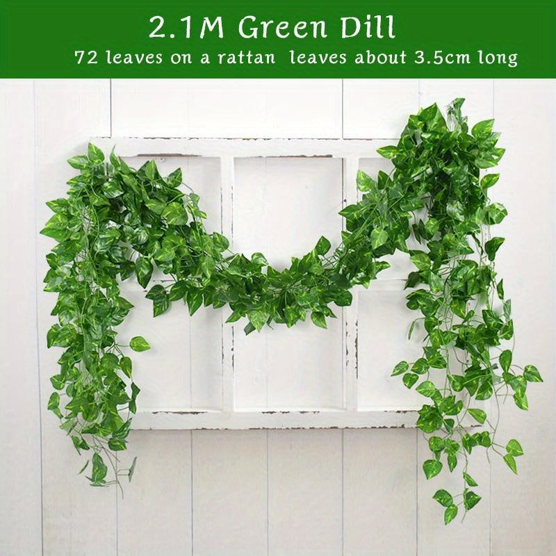 5pcs Evergreen Artificial Ivy Leaf Garlands - 3D Faux Green Vine Hanging Decor, Durable Plastic Plant Wreath for Indoor/Outdoor, Home Garden, Wedding, Bridal Shower, Housewarming - No Electricity Needed, Outdoor Greenery | Ve