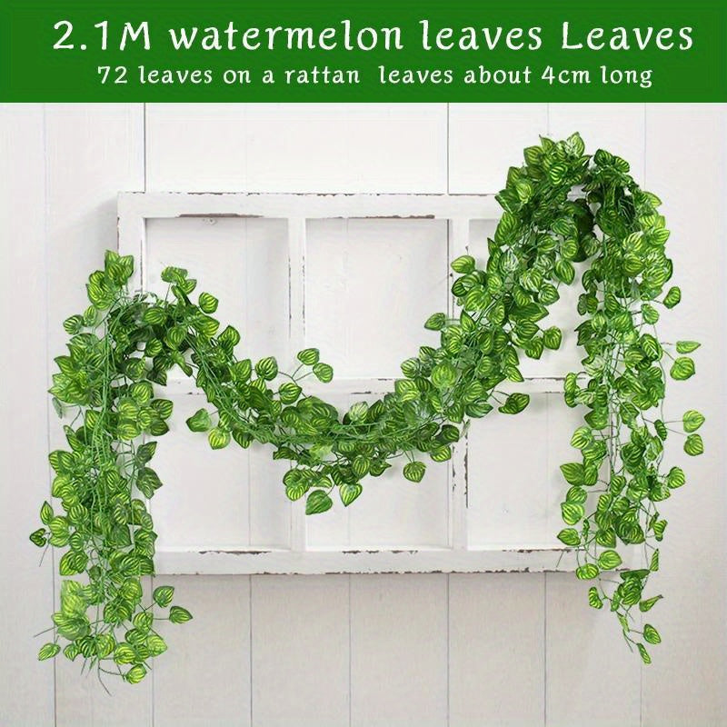 5pcs Evergreen Artificial Ivy Leaf Garlands - 3D Faux Green Vine Hanging Decor, Durable Plastic Plant Wreath for Indoor/Outdoor, Home Garden, Wedding, Bridal Shower, Housewarming - No Electricity Needed, Outdoor Greenery | Ve